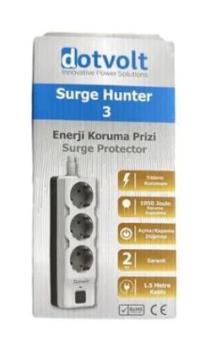 Dotvolt Surge Hunter 1050 Joule 1.5m Kablolu Üçlü Akım Korumalı Priz  3 Çıkışlı Akım Korumalı Priz